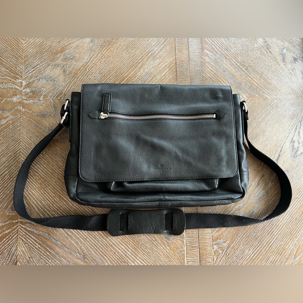 Banana Republic Black Leather Messenger Bag